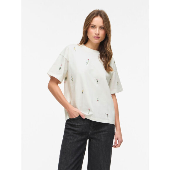 Vila T-Shirt - Hvid/ blomst - Dame - T-shirts - VILA
