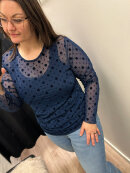 Cassiopeia mesh - marine/prikker - Overdele til Plus size - CASSIOPEIA
