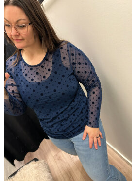 Cassiopeia mesh - marine/prikker - Overdele til Plus size - CASSIOPEIA