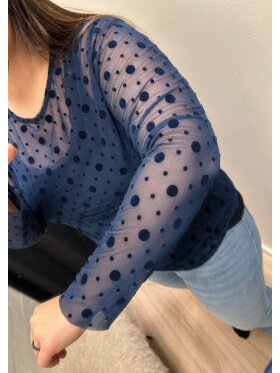 Cassiopeia mesh - marine/prikker - Overdele til Plus size - CASSIOPEIA