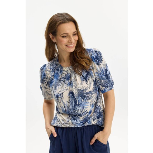 In Front Bluse - Hvid/navy - Dame - Bluser - IN FRONT