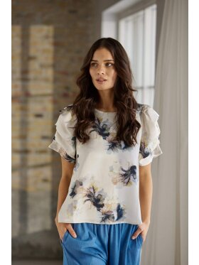 In Front Bluse - Champagne/blomster - Dame - Bluser - IN FRONT