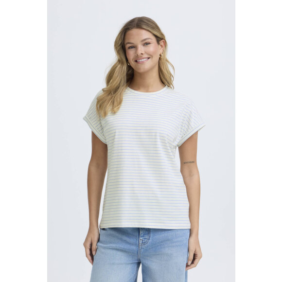 Fransa T-shirt - off/lysblå stribet - Dame - T-shirts - FRANSA