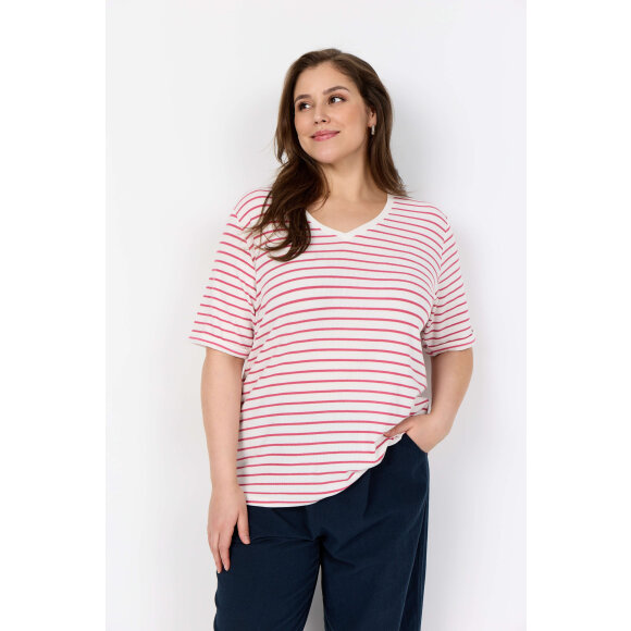 Wasabiconcept Tee - stribet/pink - Overdele til Plus size - Wasabiconcept