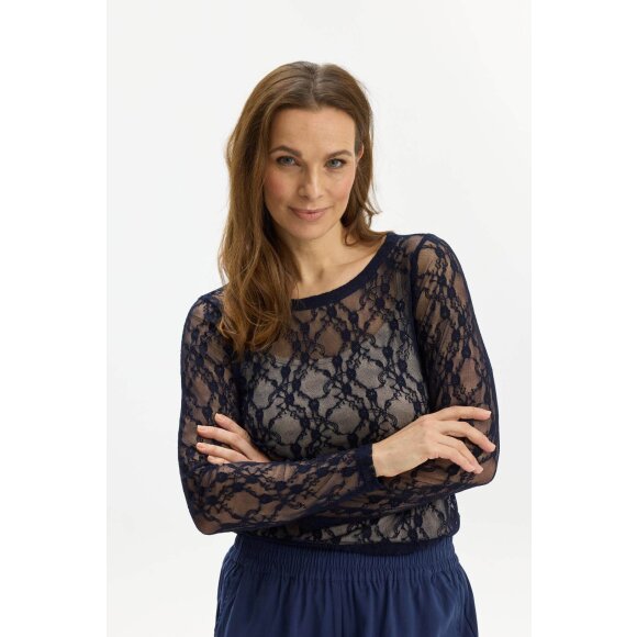 In Front Bluse - Blonde/Navy - Dame - Bluser - IN FRONT