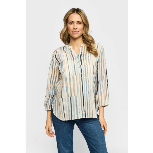 2-Biz bluse - blå stribet - Dame - Bluser - 2-Biz