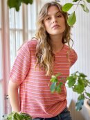 Skovhuus Strik - Pink/orange stribet - Lækre striktrøjer til kvinder - Skovhuus