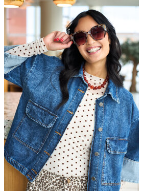 Black Colour Bluse Mesh - off/dot - Dame - Bluser - Black Colour