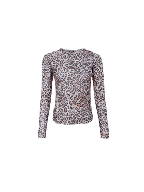 Black Colour Bluse Mesh - leopard - Dame - Bluser - Black Colour