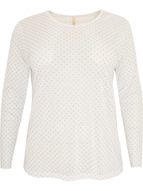 Cassiopeia mesh bluse - hvid/lyseblå - Overdele til Plus size - CASSIOPEIA