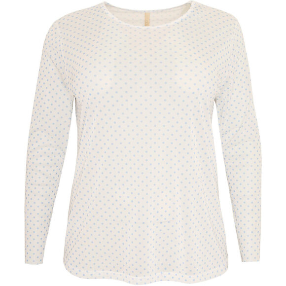 Cassiopeia mesh bluse - hvid/lyseblå - Overdele til Plus size - CASSIOPEIA