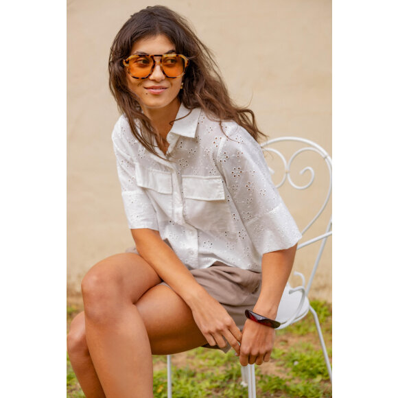 Fransa skjorte - hvid/brodering - Skjorter til kvinder - FRANSA