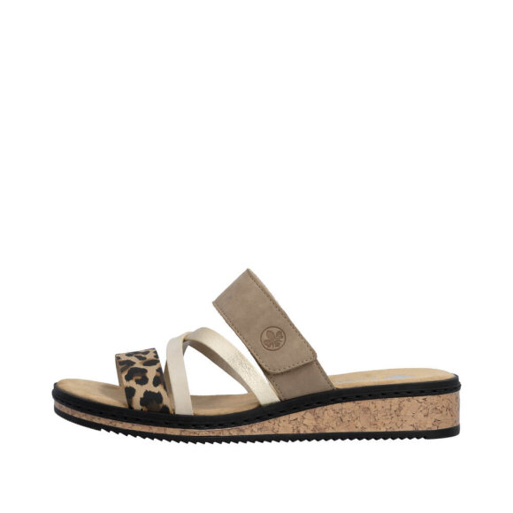 Rieker sandaler - beige kombi/leo - Dame - Sandaler - Rieker