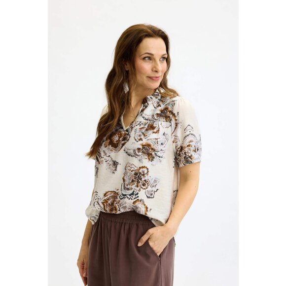 In Front Bluse - brun/blomster - Dame - Bluser - IN FRONT