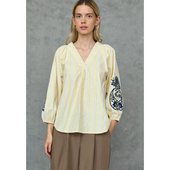 Love & Divine Bluse - gul/stribet - Dame - Bluser - love & divine