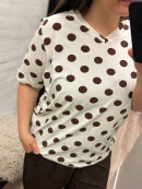 Cassiopeia t-shirt - brun/prikker - Overdele til Plus size - CASSIOPEIA