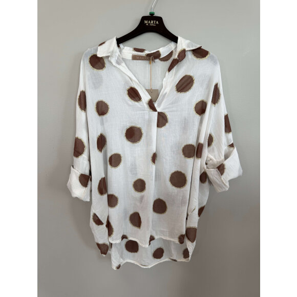 Marta bluse - hvid/prikker - Dame - Bluser - MARTA