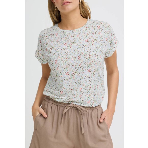 Fransa bluse - grøn/blå blomster - Dame - Bluser - FRANSA