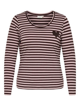 Only Carmakoma Bluse - brun/rosa stribet  - Overdele til Plus size - ONLY CarmaKoma