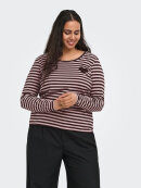 Only Carmakoma Bluse - brun/rosa stribet  - Overdele til Plus size - ONLY CarmaKoma