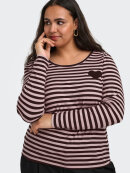 Only Carmakoma Bluse - brun/rosa stribet  - Overdele til Plus size - ONLY CarmaKoma