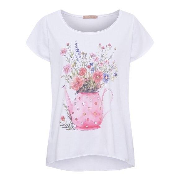 Marta t-shirt hvid - pink/flower - Dame - T-shirts - MARTA