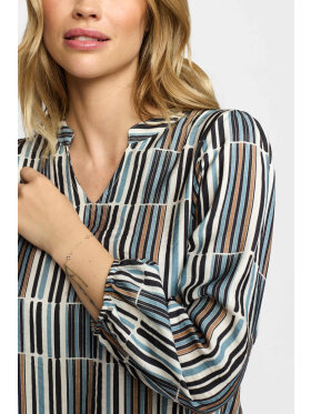 2-biz bluse - blå/stribet - Dame - Bluser - IN FRONT
