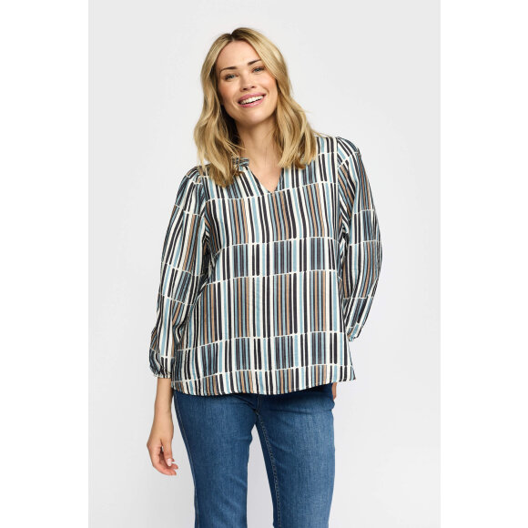 2-biz bluse - blå/stribet - Dame - Bluser - IN FRONT 2-biz bluse - blå/stribet - Dame - Bluser - IN FRONT