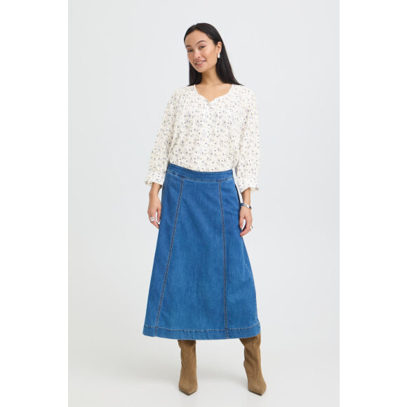 Fransa Bluse - blå mix/blomster - Dame - Bluser - FRANSA