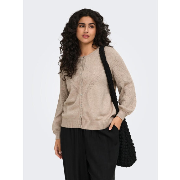 Only Carmakoma Cardigan - sand - Overdele til Plus size - ONLY CarmaKoma