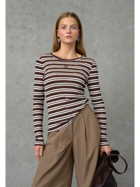 Love & divine mesh bluse - brun/striber - Dame - T-shirts - love & divine Love & divine mesh bluse - brun/striber - Dame - T-shirts - love & divine
