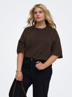Only Carmakoma strik - coffee - Overdele til Plus size - ONLY CarmaKoma