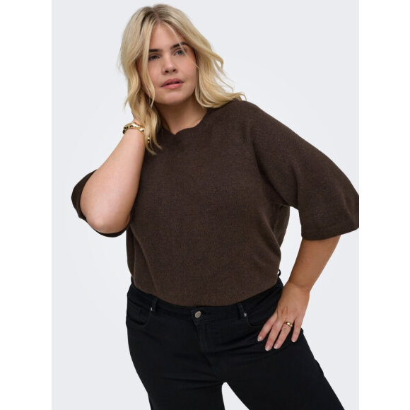 Only Carmakoma strik - coffee - Overdele til Plus size - ONLY CarmaKoma