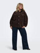 Only Carmakoma fløjls skjorte/jakke - brun - Overdele til Plus size - ONLY CarmaKoma