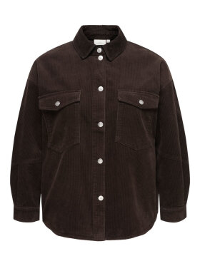 Only Carmakoma fløjls skjorte/jakke - brun - Overdele til Plus size - ONLY CarmaKoma