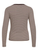 Vila T-shirt L/Æ - brun/sand striber - Dame - T-shirts - VILA