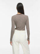 Vila T-shirt L/Æ - brun/sand striber - Dame - T-shirts - VILA