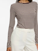Vila T-shirt L/Æ - brun/sand striber - Dame - T-shirts - VILA