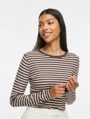 Vila T-shirt L/Æ - brun/sand striber - Dame - T-shirts - VILA