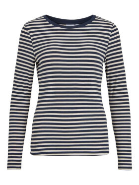 Vila T-shirt L/Æ - off/navy striber - Dame - T-shirts - VILA