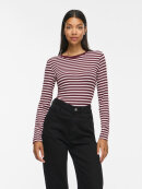 Vila T-shirt L/Æ - Bordeaux/rosa striber - Dame - T-shirts - VILA