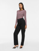 Vila T-shirt L/Æ - Bordeaux/rosa striber - Dame - T-shirts - VILA