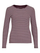 Vila T-shirt L/Æ - Bordeaux/rosa striber - Dame - T-shirts - VILA