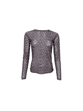Black Colour Bluse Mesh - brun/dot - Dame - Bluser - Black Colour
