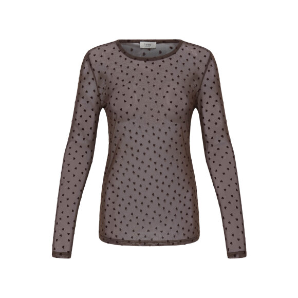 Fransa mesh Bluse - brun/hjerte - Dame - Bluser - FRANSA