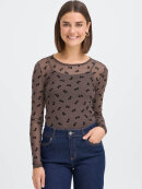 Fransa mesh bluse - brun/sløjfe - Dame - Bluser - FRANSA