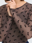 Fransa mesh bluse - brun/sløjfe - Dame - Bluser - FRANSA