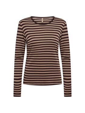 Soyaconcept T-shirt L/Æ - brun/sand striber - Dame - Bluser - Soyaconcept 