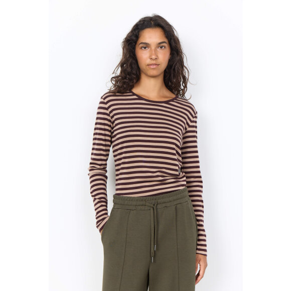 Soyaconcept T-shirt L/Æ - brun/sand striber - Dame - Bluser - Soyaconcept 