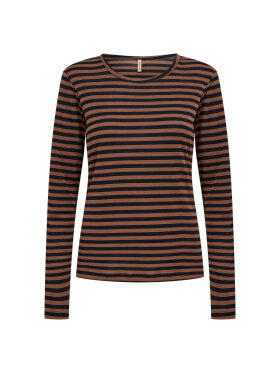 Soyaconcept T-shirt L/Æ - navy/camel stribet - Dame - Bluser - Soyaconcept 
